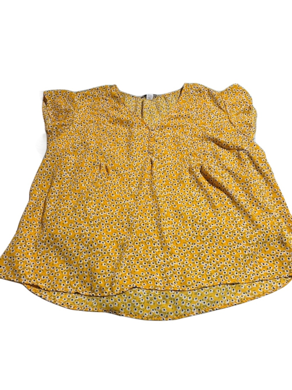 Carolina Belle Yellow Floral Ruffle Sleeve Top Size 2X